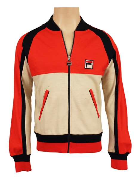Michael Jackson Owned and Worn Red and White Fila Warm Up Jacket