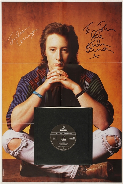 Julian Lennon Signed & Inscribed 45 Record Poster