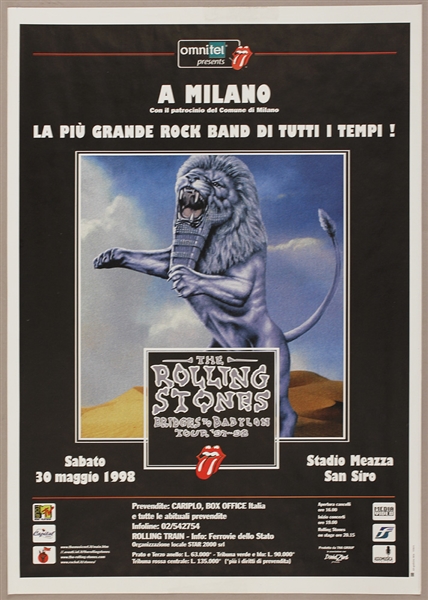 The Rolling Stones Original 1998  Bridges To Babylon Italian Concert Poster