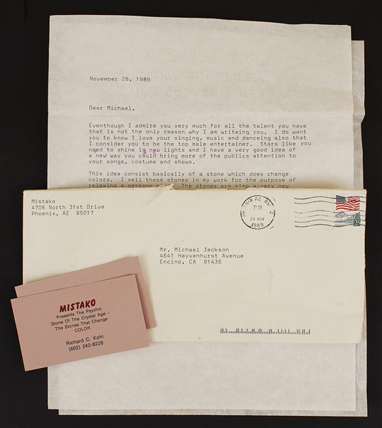 Michael Jackson Original Hayvenhurst Letter from Psychic "Mistako" 