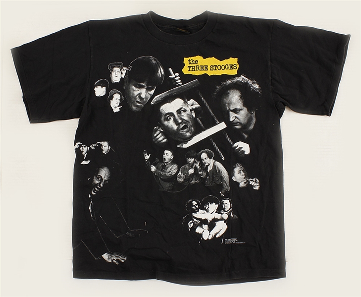 Michael Jackson Owned and Worn "Three Stooges" Black T-Shirt