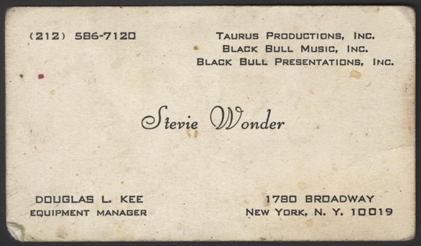 Stevie Wonder’s Personal Business Card
