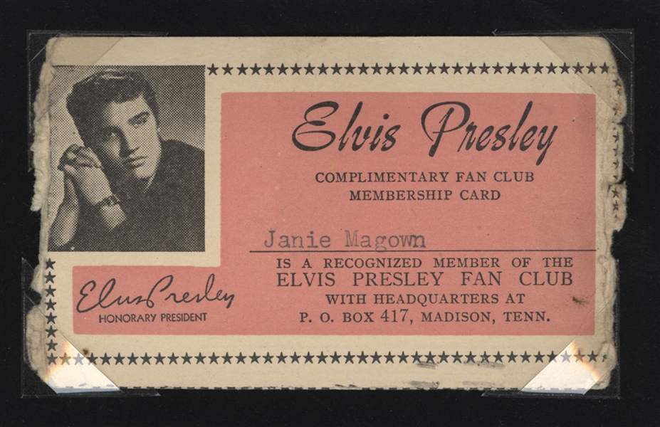 Elvis Presley Original Fan Club Membership Card