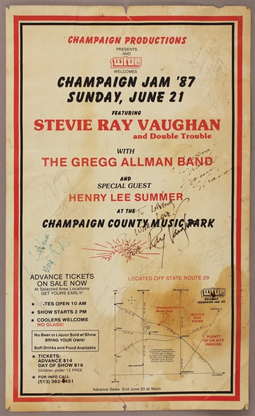 Stevie Ray Vaughan Signed & Inscribed Original Concert Poster