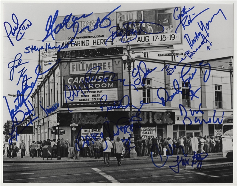 Fillmore West "Carousel Ballroom" Photograph Signed by 21 Performers