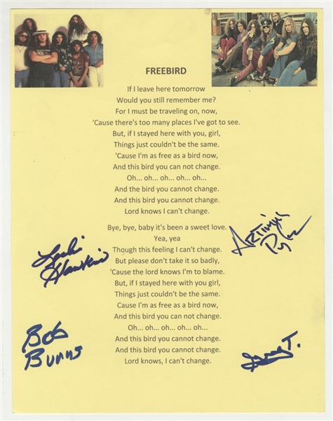 Lynyrd Skynyrd Signed "Free Bird" Lyrics