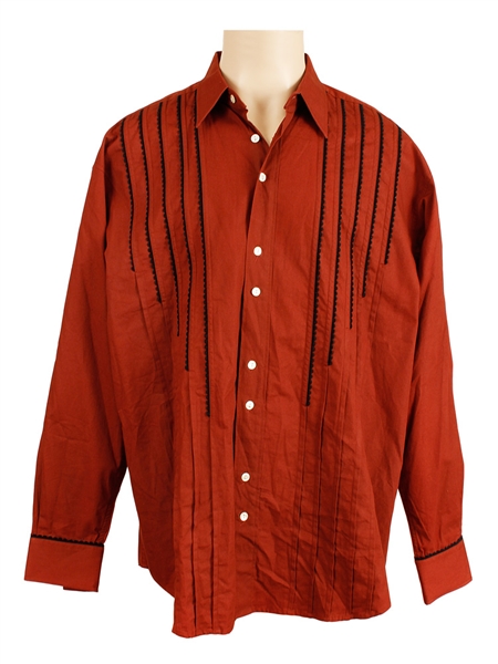 Michael Jackson Owned & Worn Maroon Long-Sleeved Button-Down Shirt
