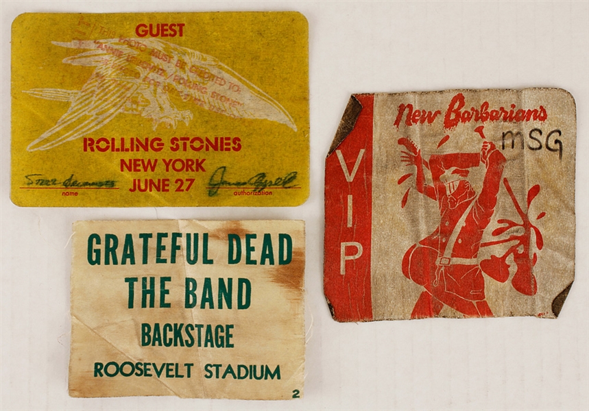 Grateful Dead/Rolling Stones/ New Barbarians Vintage Backstage Passes