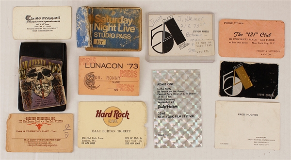 New York Pop Culture Business Card and Pass Collection: Studio 54, Saturday Night Live, Hard Rock Cafe and More 