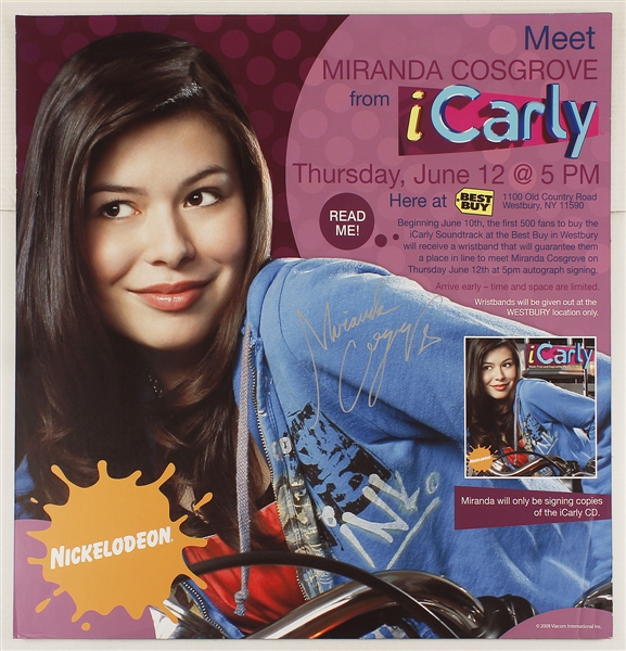 Miranda Cosgrove Signed Original "iCarly" Original Event Poster, Signed Card and Signed Laminates