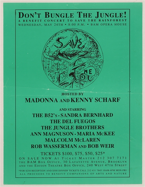 Madonna and Kenny Scharf Original 1989 Save the Rainforest Benefit Concert Featuring The B-52s, Bob Weir and More