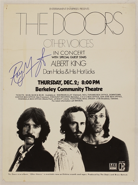 Ran Manzarak Signed "The Doors Other Voices" Original Concert Poster