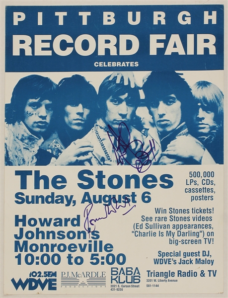 Ronnie Wood and Charlie Watts Signed Original Pittsburgh Record Fair Celebration of the Rolling Stones Poster