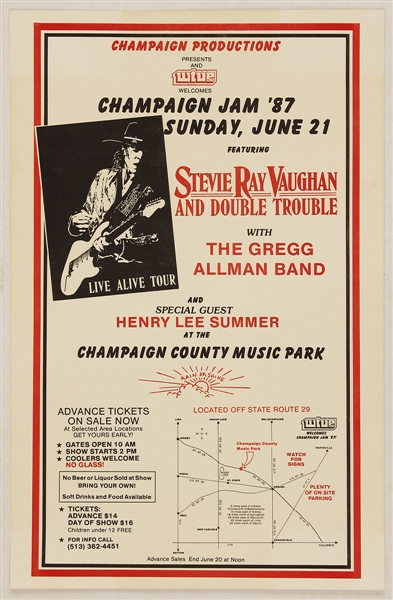 Stevie Ray Vaughan and Double Trouble Original 1987 Concert Poster