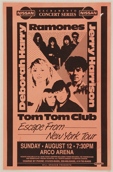 The Ramones Original 1990 Concert Poster Also Featuring Deborah Harry and the Tom Tom Club