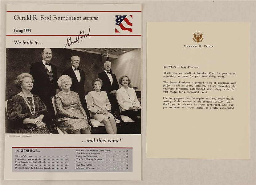 President Gerald Ford Signed Foundation Newsletter with Letter