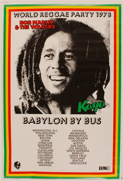 Bob Marley & The Wailers World Reggae 1978 Babylon by Bus  Tour Original Concert Poster