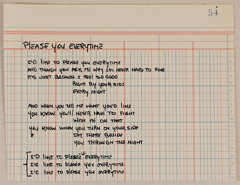 Gene Simmons Handwritten "Please You Everytime" Lyrics