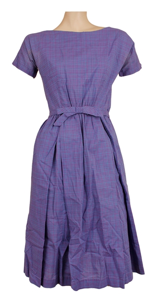 Jacqueline Kennedy Personally Owned "Lanz Originals" Blue & Purple Checked Cotton Dress  