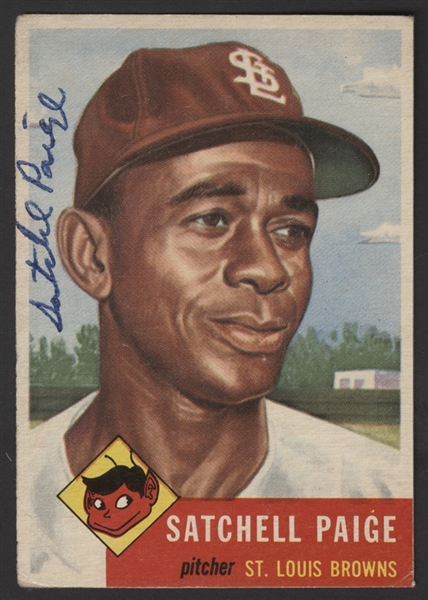 Satchel Paige Signed 1953 Topps Baseball Card