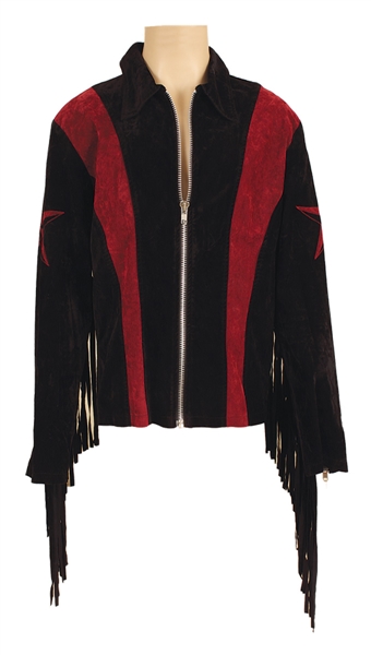 Bruce Kulick Stage Worn Black and Red Suede Fringed Jacket 