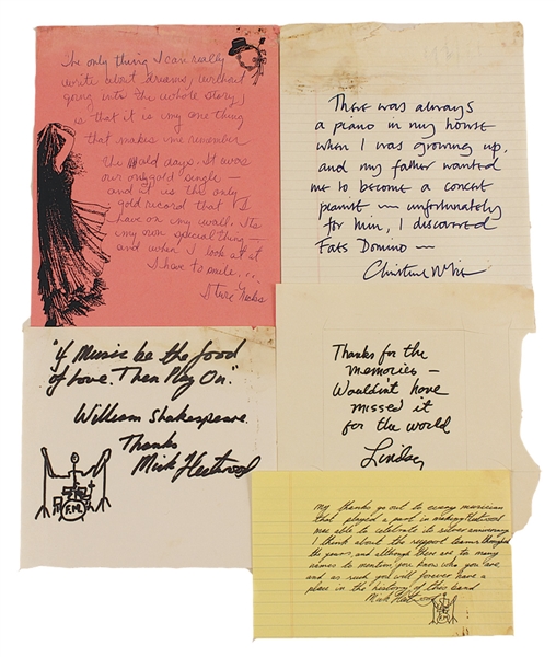 Fleetwood Mac "The Chain" 25 Years Box Set 1992 Band Members Handwritten Quotes From The Collection of Larry Vigon