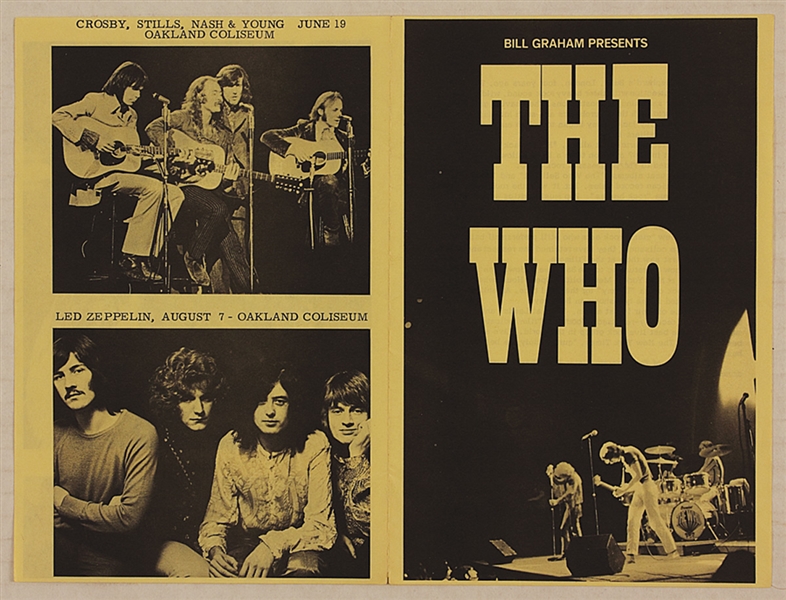 The Who Original 1970 Bill Graham Concert Program
