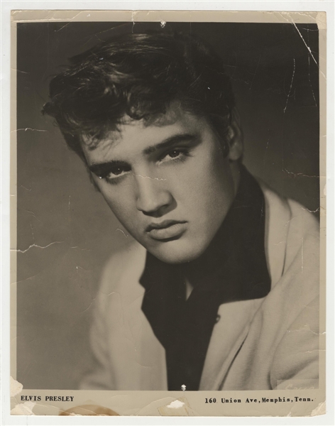Elvis Presley Original Portrait Photograph Signed on the Verso by Elvis, D.J. Fontana, Bill Black and Cowboy Copas