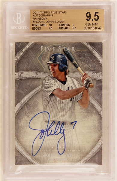 John Elway Signed Topps Five Star Limited Edition  NY Yankees Baseball Card