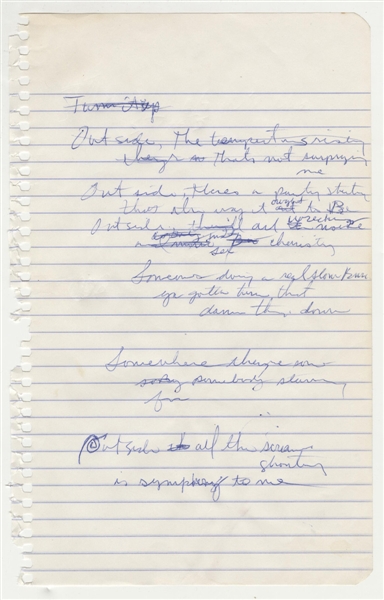 Alice Cooper Handwritten Working Lyrics
