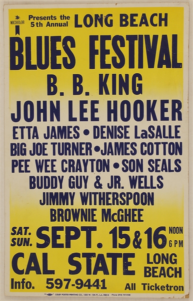 B.B. King/John Lee Hooker Original 1984 Blues Fest Concert Poster