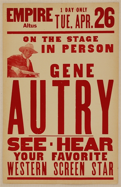 Gene Autry Original Concert Poster