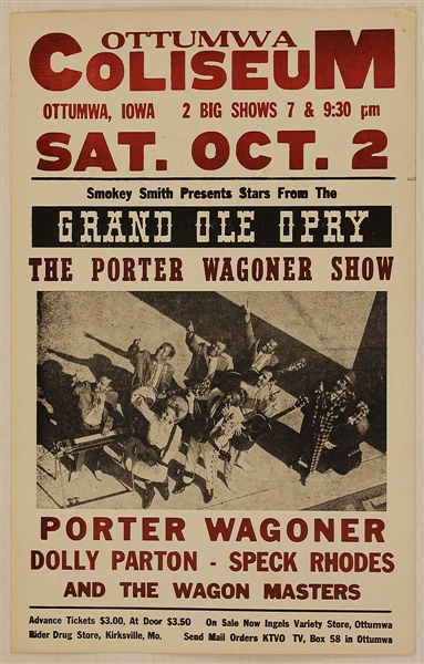 Dolly Parton Original Porter Wagoner Show Concert Poster