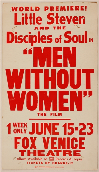 Little Steven & The Disciples of Soul "Men Without Women: The Film" Original Poster