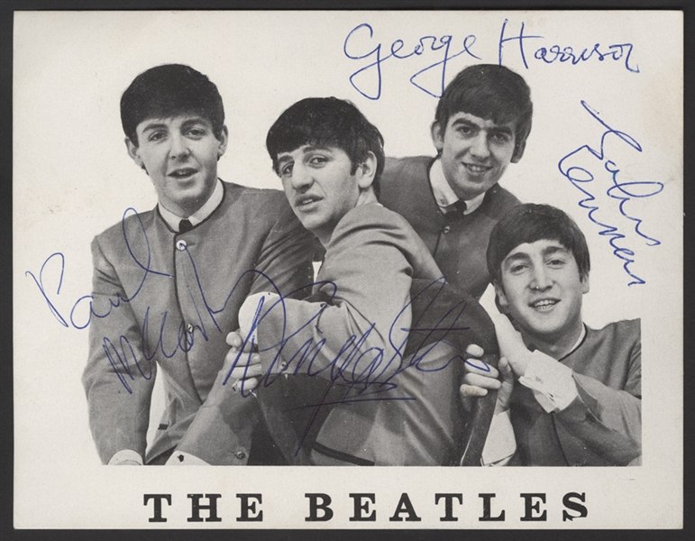 Beatles Signed Original 1963 Autographed Fan Club Picture Authenticated By Frank Caiazzo