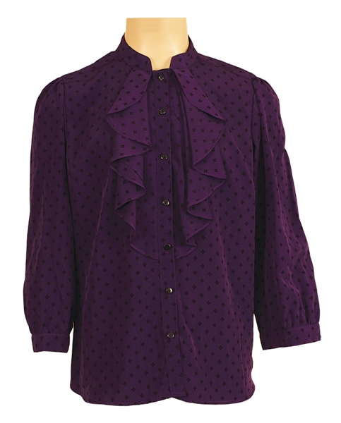 Prince Owned and Worn Purple and Black Diamond Ruffled Shirt