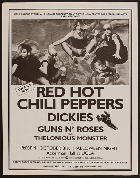 Red Hot Chili Peppers/Guns n Roses Early Original Concert Flyer