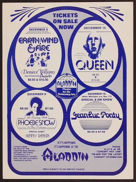 Queen Original Aladdin Hotel Concert Postcard Handbills (2)