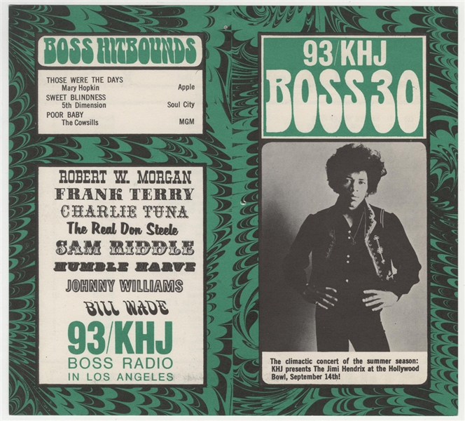 Jimi Hendrix Original 1968 Hollywood Bowl Concert Handbill Flyer (BOSS 30)