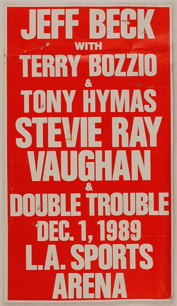 Stevie Ray Vaughan/Jeff Beck Original 1989 Cardboard Concert Poster