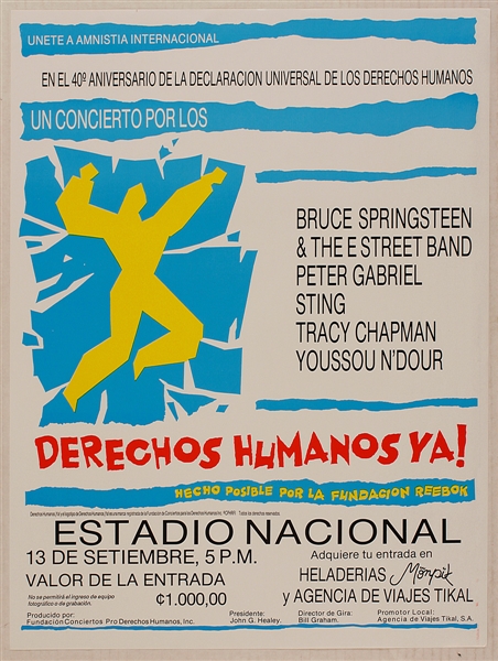 Bruce Springsteen "Concert for Derechos Humanosya" Original Concert Poster 