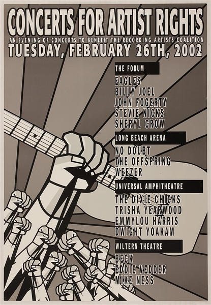 Concert for Artist Rights Original Concert Poster Featuring The Eagles, Billy Joel, Eddie Vedder and More