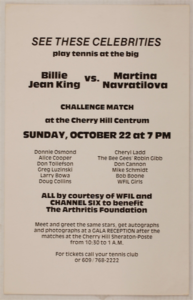 Billie Jean King vs Martina Navratilova Benefit Concert Featuring Alice Cooper, Donny Osmond, Robin Gibb and More
