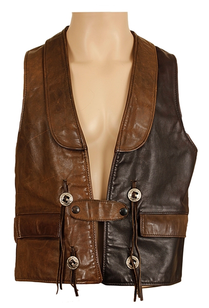 John Denvers Owned & Worn Two-Tone Brown Leather Vest
