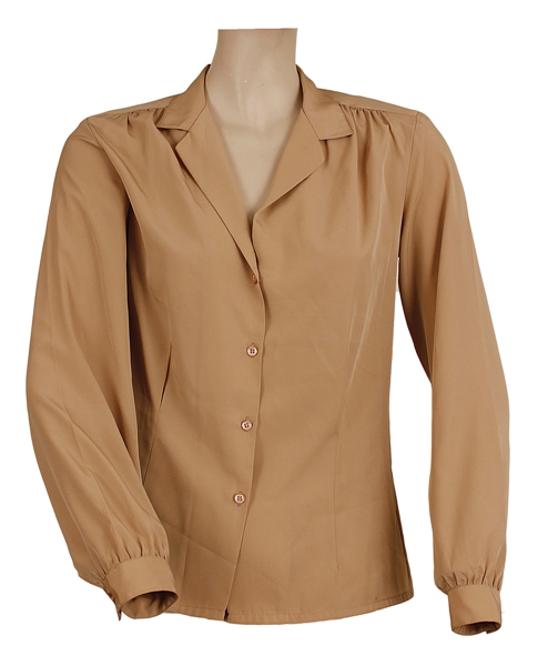 Liza Minnelli Owned & Worn Dark Beige Long-Sleeved Button Down Shirt
