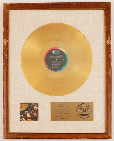 Beatles "Rubber Soul" Original RIAA White Matte Gold LP Record Album Award