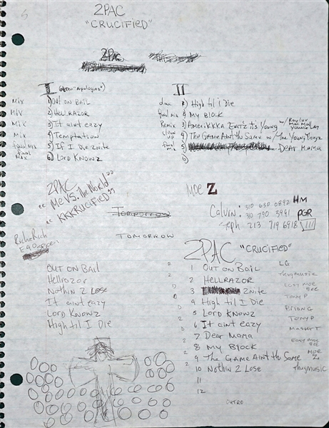 Tupac Shakurs "Me Against The World" Notebook of Handwritten Lyrics,  Set Lists and More