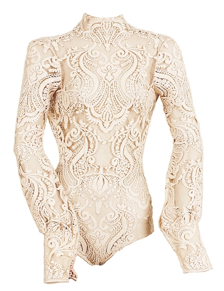Jennifer Lopez "People En Espanol" Magazine Worn Michael Costello Custom Lace Bodysuit