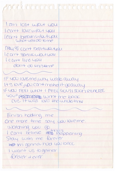 Britney Spears Handwritten Lyrics 