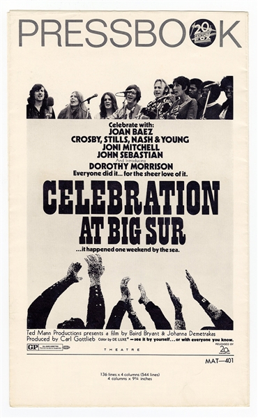 Celebration at Big Sur Original Press Book Featuring Joni Mitchell, Joan Baez,  CSNY and More